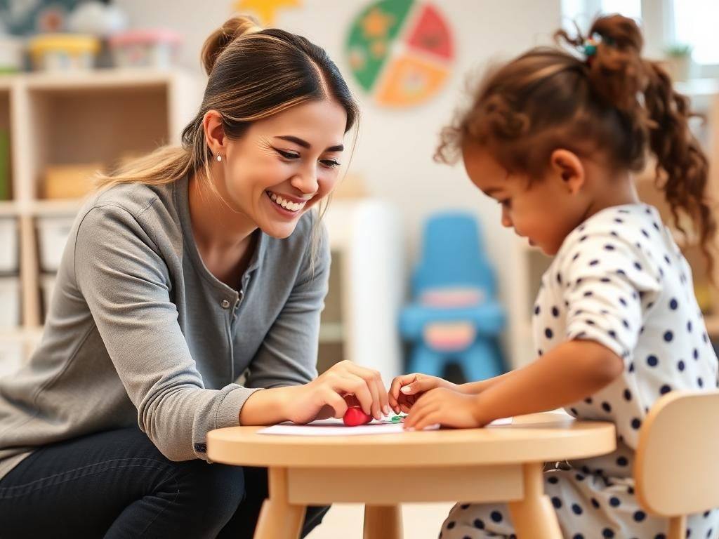Experienced Teachers | Hazel's Christian Preschool Experienced, certified early childhood teacher engaging warmly with young students at Hazel's Christian Preschool